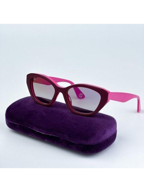 GUCCI SALE! NEW Gucci GG1638S 003 Burgundy Fuchsia Mirrored Women Cat Eye Sunglasses