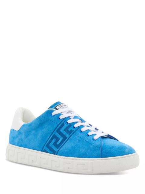 VERSACE Men's Embroidered La Greca Suede Sneakers