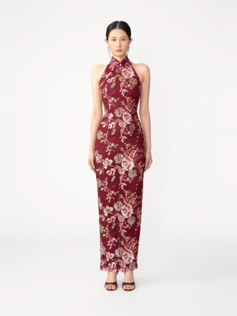 SAU LEE AUDRA EMBROIDERED MAXI DRESS
