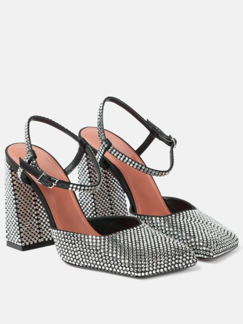 Amina Muaddi Charlotte 95 embellished satin pumps