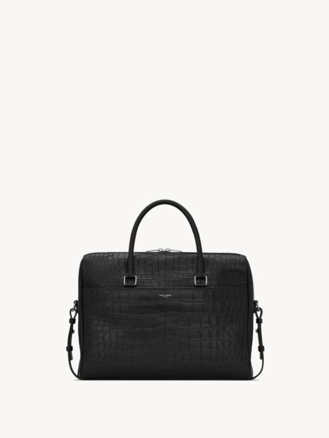 SAINT LAURENT DUFFLE SAINT LAURENT BRIEFCASE BAG IN CROCODILE-EMBOSSED MATTE LEATHER