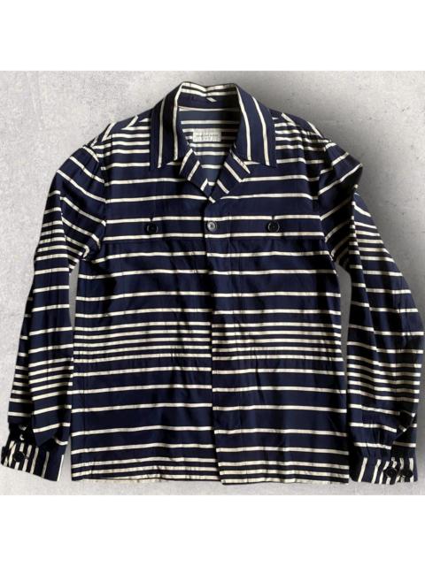 Dries Van Noten SS19 Rayon Blend Navy Stripe Crola Jacket Shirt