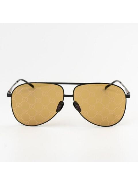 GUCCI NEW Gucci GG1677S 005 Black Yellow Mirror Logo Pilot Unisex Sunglasses