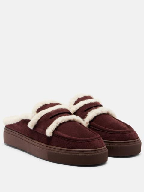 INUIKII Shearling-trimmed suede mules