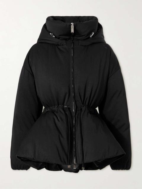 Hooded padded shell peplum jacket