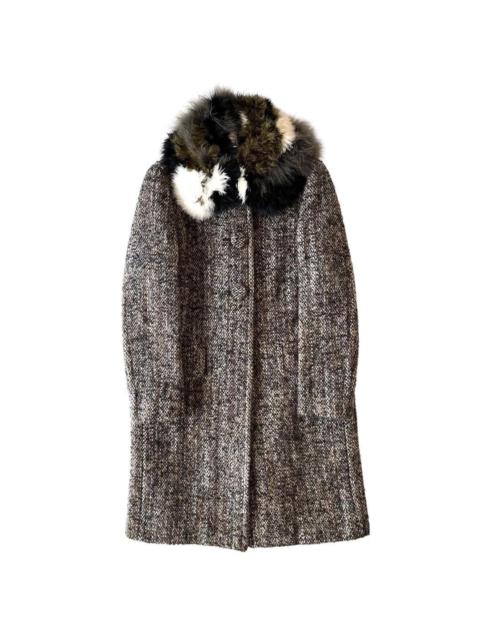 Miu Miu Miu Miu AW19 Runway Tweed Coat with Fur Collar