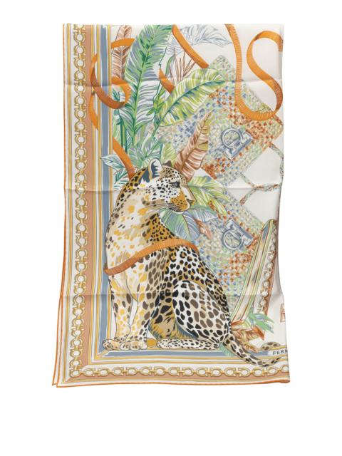 FERRAGAMO Ferragamo Feline Silk Scarf Orange