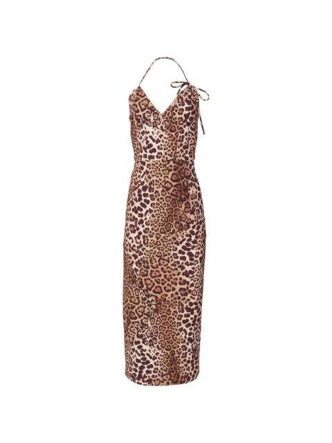 CAROLINA HERRERA leopard print halterneck dress