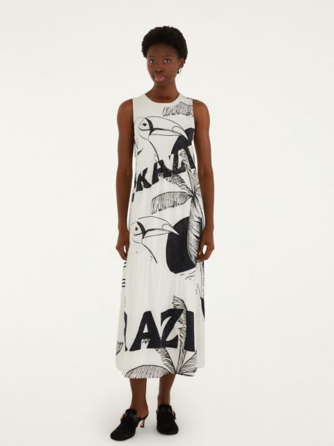 FARM RIO Come To Brasil Organic Cotton Patch Midi Dress