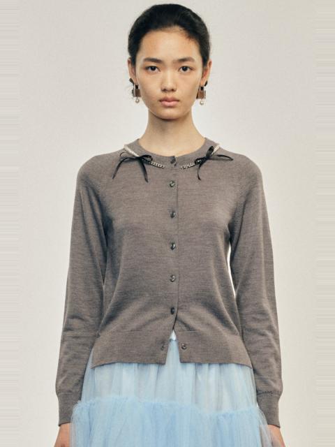 Simone Rocha Pearl & Chain Bow Cardigan