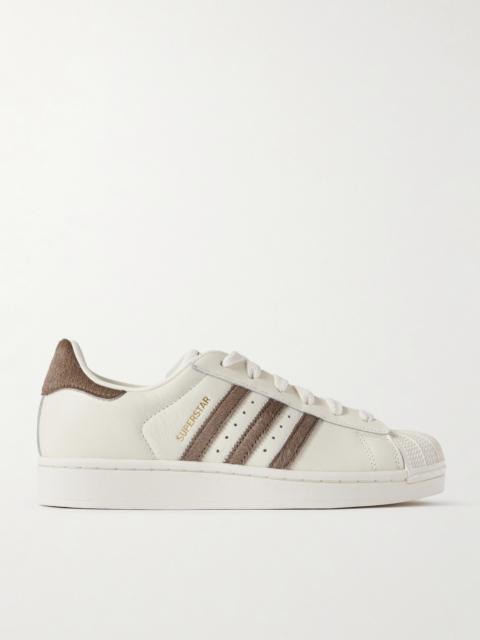 adidas Originals Superstar Ii Calf Hair-trimmed Leather Sneakers