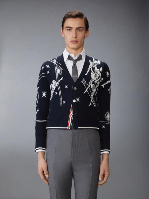 Thom Browne OLYMPIC CONSTELLATION CLASSIC CASHMERE V NECK CARDIGAN