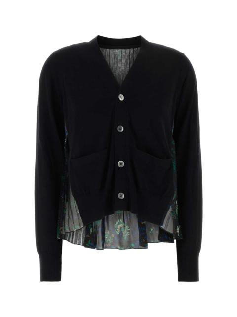 sacai Sacai Women Black Cotton And Organa Cardigan