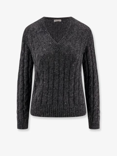 Brunello Cucinelli Wool Blend Sweater With All-Over Sequins