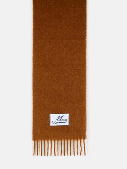 Marni BROWN BRUSHED ALPACA BLEND SCARF WITH FRINGES