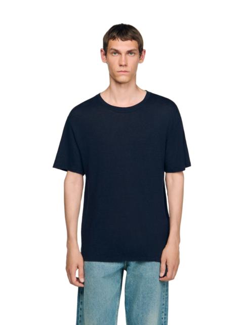 Sandro SANDRO Certified linen T-shirt in Navy Blue at Nordstrom