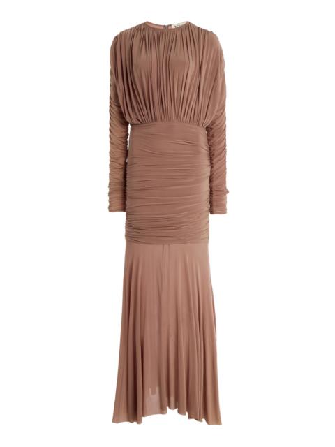 TOVE Sorrel Draped Knit Maxi Dress taupe