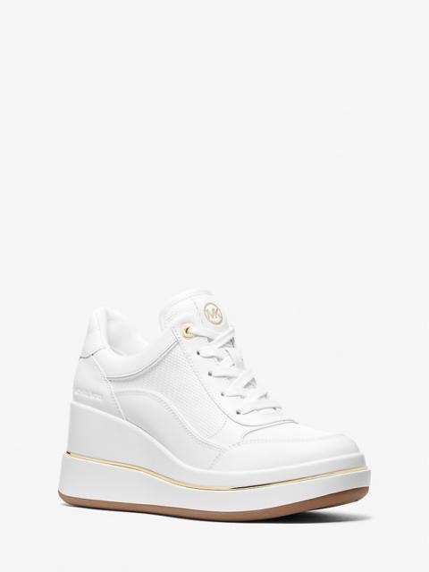 MICHAEL KORS Emmy Leather and Mesh Wedge Trainer