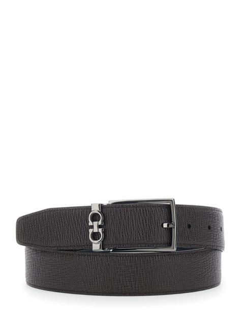 FERRAGAMO Ferragamo Men Brown Reversible Belt With Gancini Buckle In Grained Leather Men