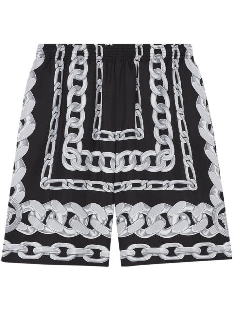 Versace Men Medusa Chain Silk Shorts