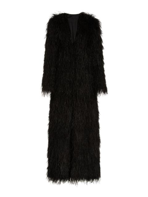 LaQuan Smith Ostrich Feather Full Length Coat black