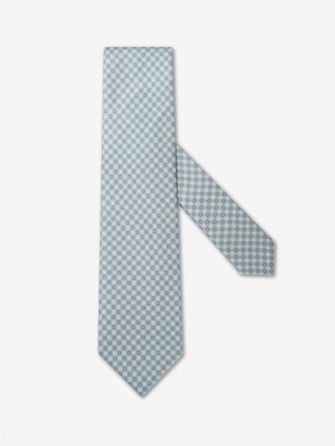 CORNELIANI Sea green pure silk tie with a micro floral pattern
