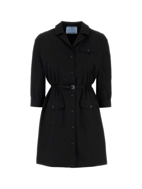 Prada Prada Women Black Poplin Shirt Dress