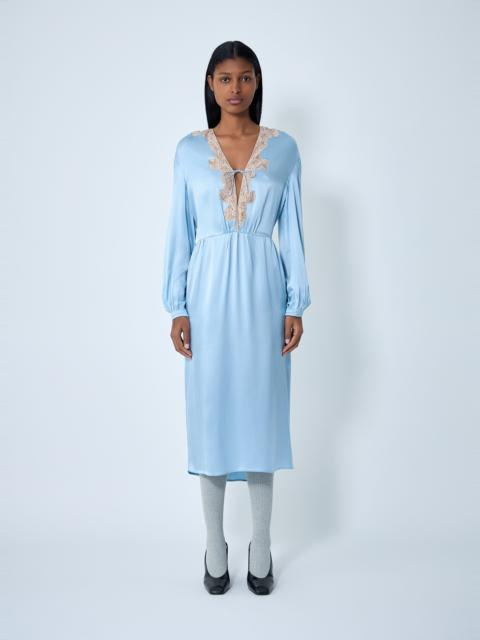 Prada Satin Crepe And Lace Dress