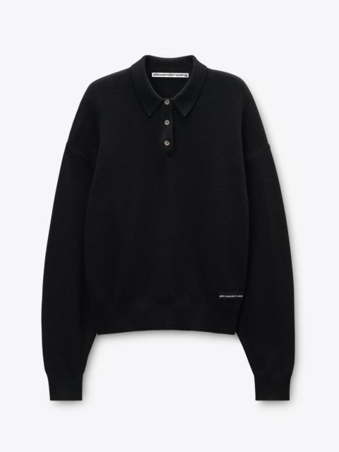 Alexander Wang Black Wool-Blend Henley Pullover