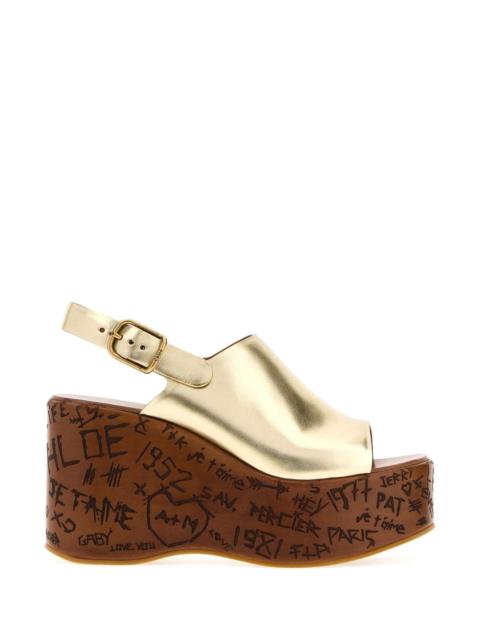 Chloé Chloe Women Gold Leather Maxime Wedge