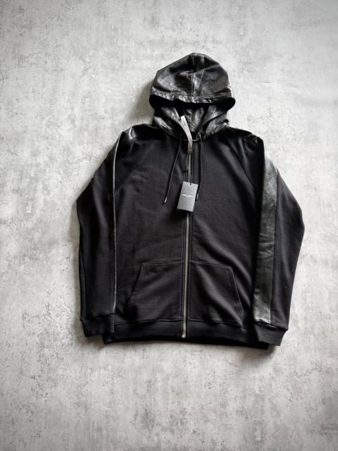SAINT LAURENT Saint Laurent Paris Black Leather-Panel Hoodie by Hedi Slimane