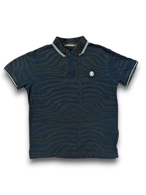Roberto Cavalli Roberto Cavalli Black Zebra Print SS Polo Contrast
