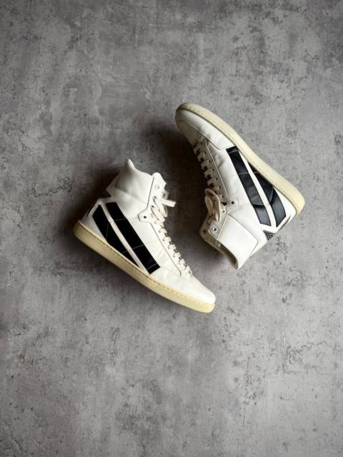 SAINT LAURENT Saint Laurent Paris 16AW Geometric Patchwork Star Stud High-Top Sneakers by Hedi Slimane