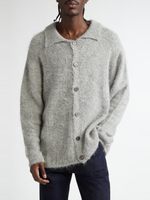 The Elder Statesman The Elder Statesman Thistle Alpaca Blend Cardigan in 50 Light Grey at Nordstrom