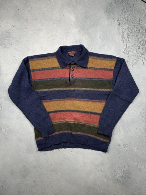 Other Designers Vintage North Creek 100% Lambswool Polo Sweater Striped Knit
