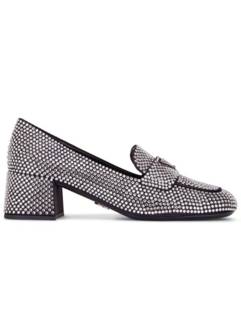 Prada Crystal-embellished Logo-plaque Loafers