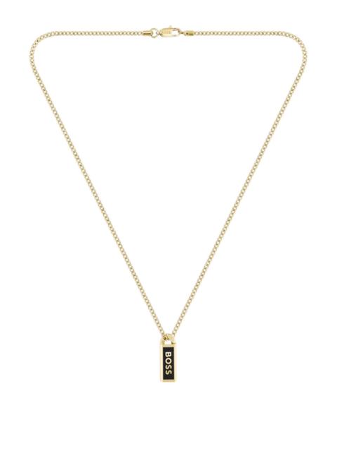 BOSS GOLD-TONE NECKLACE WITH INK-FILLED LOGO PENDANT