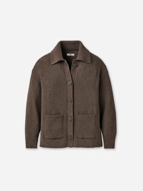 UGG ® Women's Junipher Cardigan Lite Polyester/Recycled Materials Tops in Dense Smoke