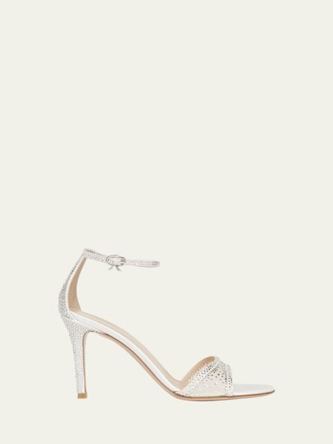 Gianvito Rossi Strass Organza Ankle-Strap Cocktail Sandals