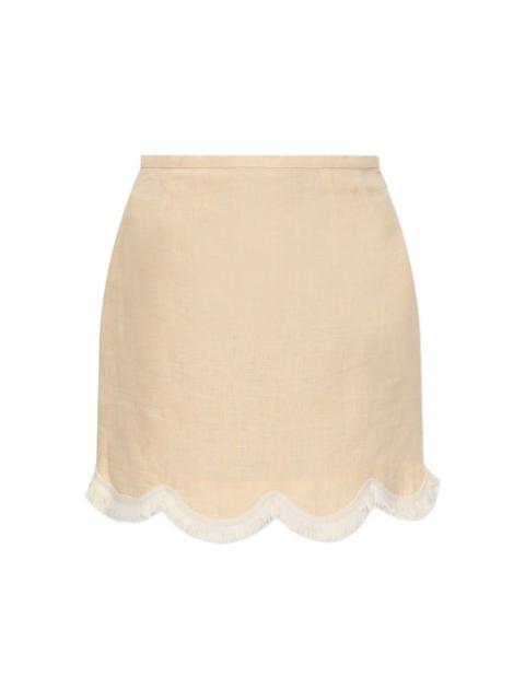 POSSE scalloped-hem fringed mini A-line skirt