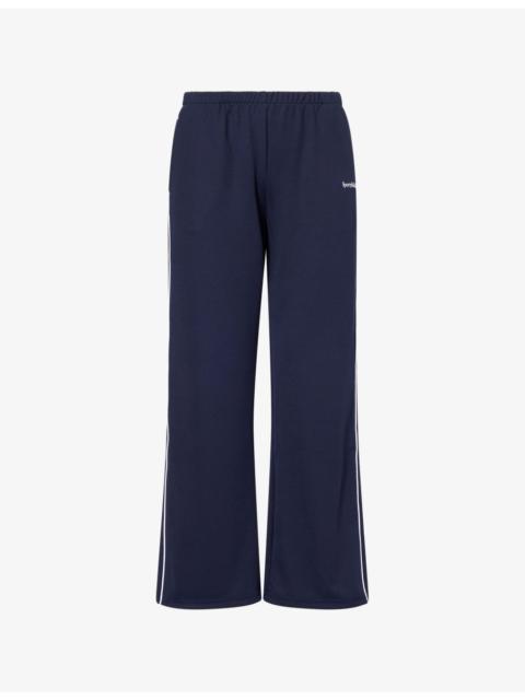 Sporty & Rich Serif-Logo Retro Straight-Leg Jersey Jogging Bottoms