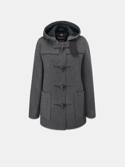 GLOVERALL Women's Short Slim Fit Freda Duffle Coat Grey Black Watch