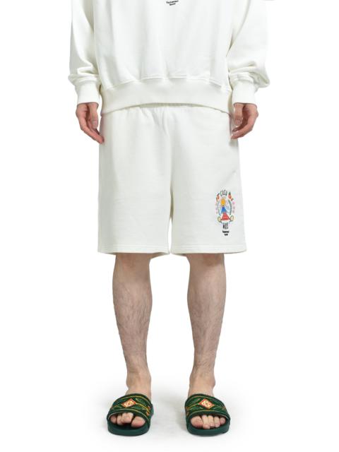 CASABLANCA CASA WAY MOUNTAIN EMBROIDERED SWEATSHORTS / WHT