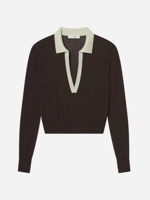 FRAME The Two Tone Polo in Coffee Multi