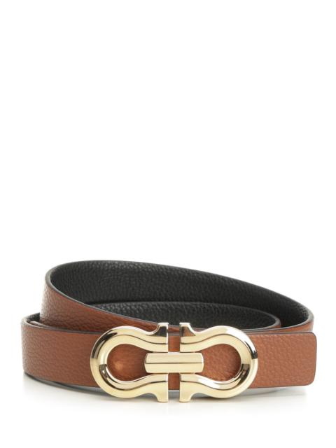 FERRAGAMO Gancio Contour Reversible Belt 2,5cm Cognac/Black Belts Brown