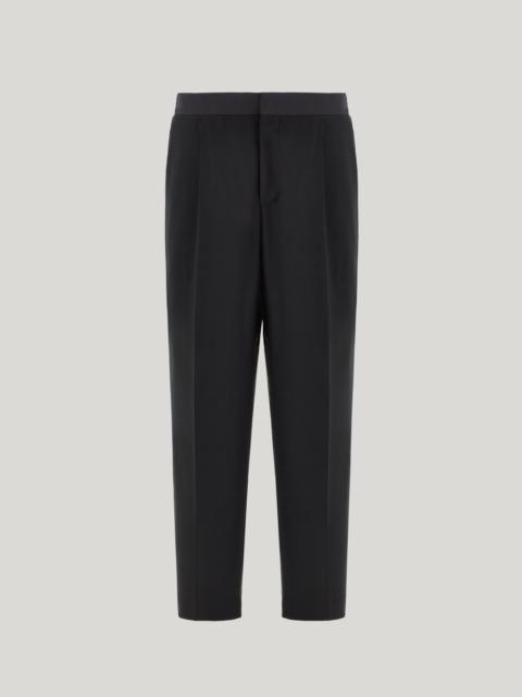 Canali RELAXED FIT BLACK TUXEDO TROUSERS IN STRETCH WOOL