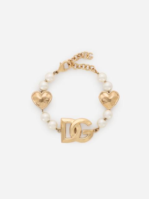 Dolce & Gabbana Bracelet with hearts and DG logo