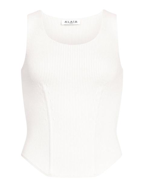 Alaïa Knit Wool-Blend Corset Top white
