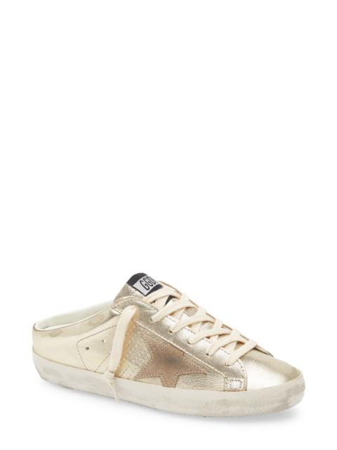Golden Goose Super-Star Sabot Metallic Mule Sneaker in Platinum/Beige at Nordstrom