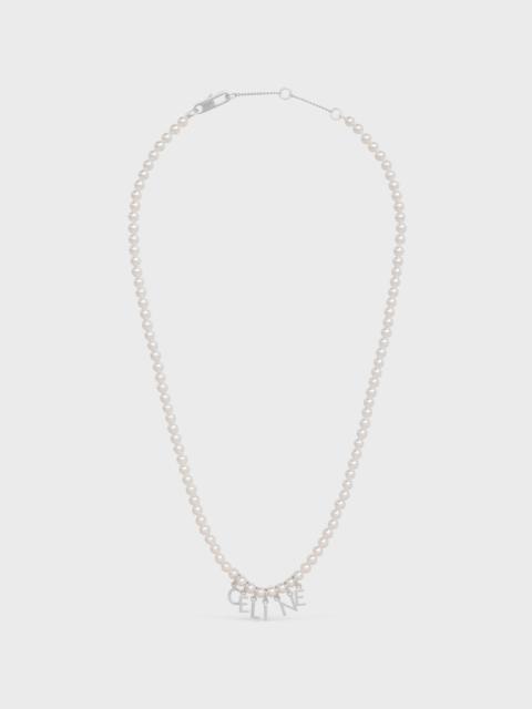CELINE Celine Monochroms Necklace in Glass Pearls and Brass with Rhodium Finish